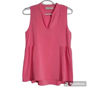 Amanda Uprichard Pink Sleeveless Silk Blouse size S